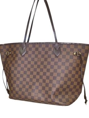 Louis Vuitton Neverfull MM Damier Ebene Tote Bag Red Interior Shoulder Bag w/COA